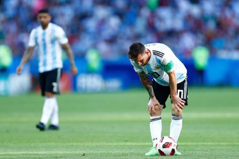 Messi durante el partido de hoy. (Benjamin CREMEL/AFP)