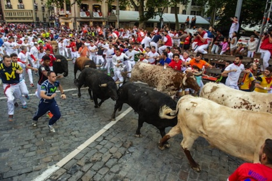 La mayor parte de la torada avanza a buen paso por Telefónica. (Lander F.ARROYABE/FOKU) La mayor parte de la torada avanza a buen paso por Telefónica. (Lander F.ARROYABE/FOKU)