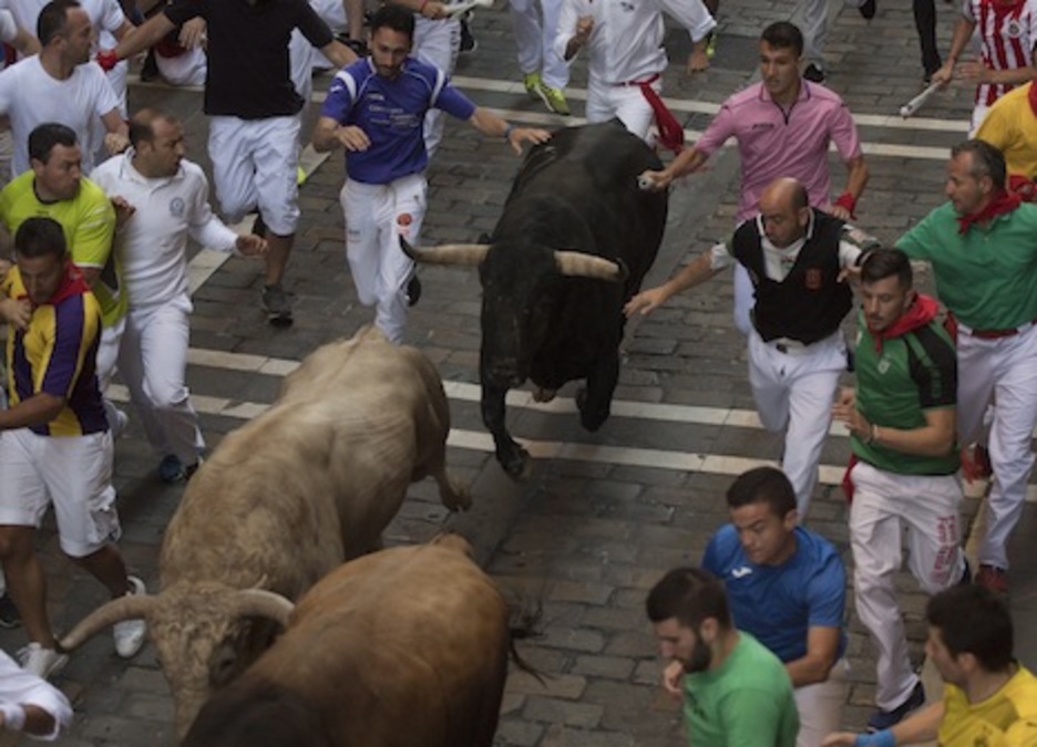 Manada estirada en la Estafeta. (Juan Carlos RUIZ/FOKU) Manada estirada en la Estafeta. (Juan Carlos RUIZ/FOKU)