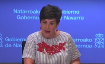 Maria Solana, en su comparecencia ante los medios. (GOBIERNO DE NAFARROA)