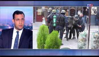El exjefe de seguridad del presidente francés, Emmanuel Macron, durante una intervención en televisión. (AFP)