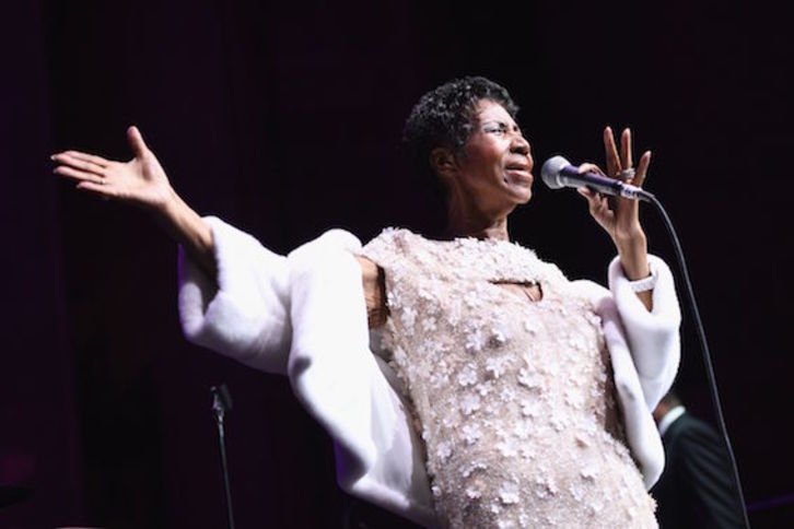 Aretha Franklin, durante su última actuación, en noviembre de 2017. (Dimitrios KAMBOURIS/AFP)