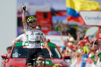 Ben King ha sumado su segundo triunfo en la Vuelta. (Jorge GUERRERO / AFP)