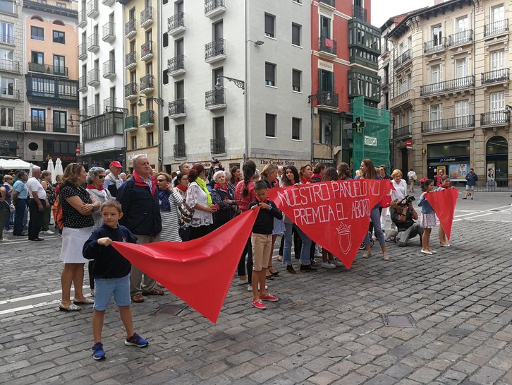 Protesta antiabortista en la Plaza del Ayuntamiento de Iruñea. (@MartxeloDiaz)