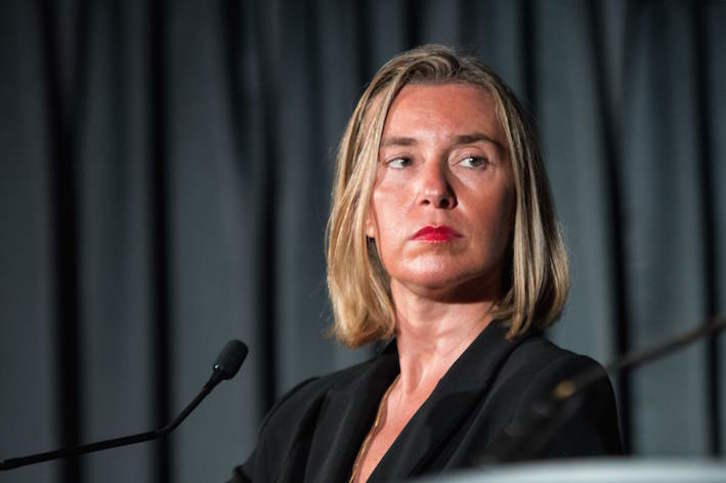 Federica Mogherini, jefa de la diplomacia europea. (Martin OUELLET-DIOTTE/AFP)