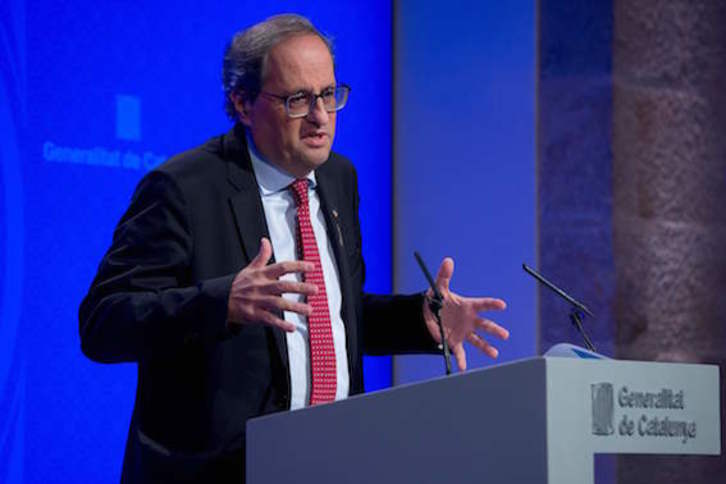 Torra, durante la presentación del plan de Gobierno. (Josep LAGO/AFP)