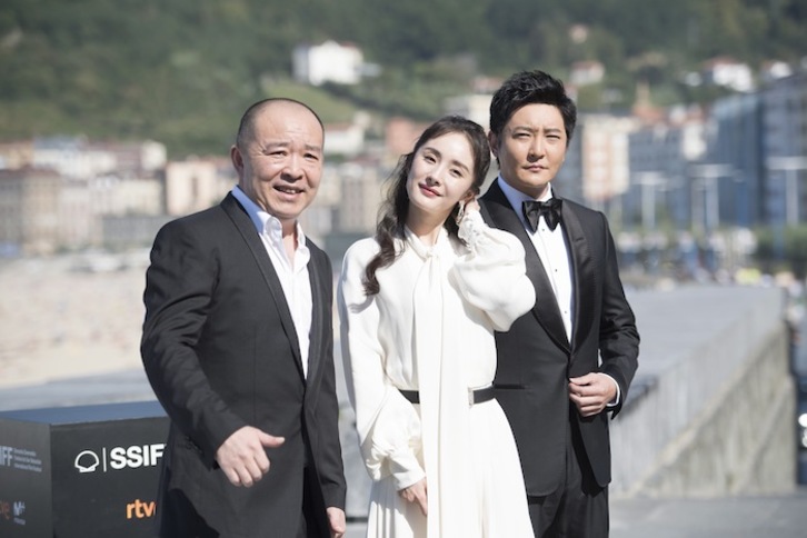 El director y los dos actores principales de la cinta. (Juan Carlos RUIZ/FOKU)