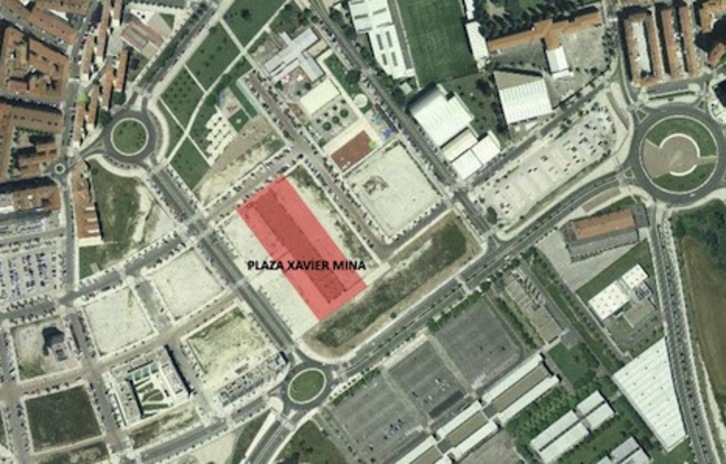 Emplazamiento de la plaza dedicada a Xavier Mina en el barrio iruindarra de Arrosadia. (AYUNTAMIENTO DE IRUÑEA)