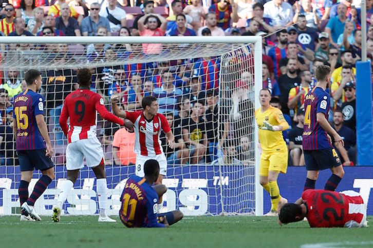 De Marcos ha hecho el tanto para el Athletic. (Pau BARRENA/AFP)