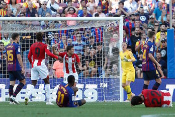 De Marcos ha hecho el tanto para el Athletic. (Pau BARRENA/AFP)