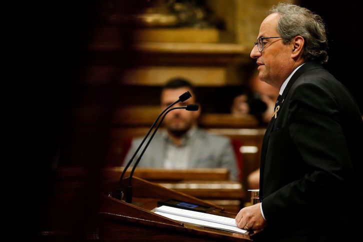 Quim Torra, en su intervención. (Pau BARRENA/AFP)