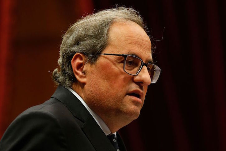 Quim Torra, en el Pleno de Política General. (Pau BARRENA/AFP)