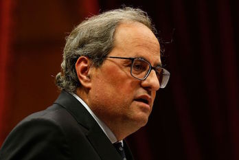 Quim Torra, en el Pleno de Política General. (Pau BARRENA/AFP)