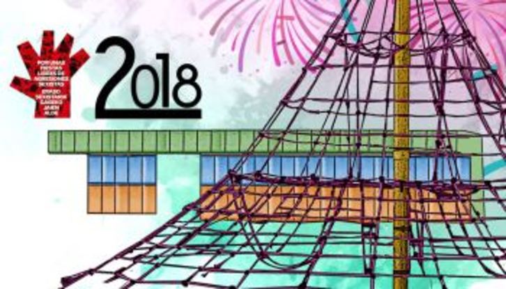 Cartel de las fiestas del barrio iruindarra de Lezkairu de 2018.