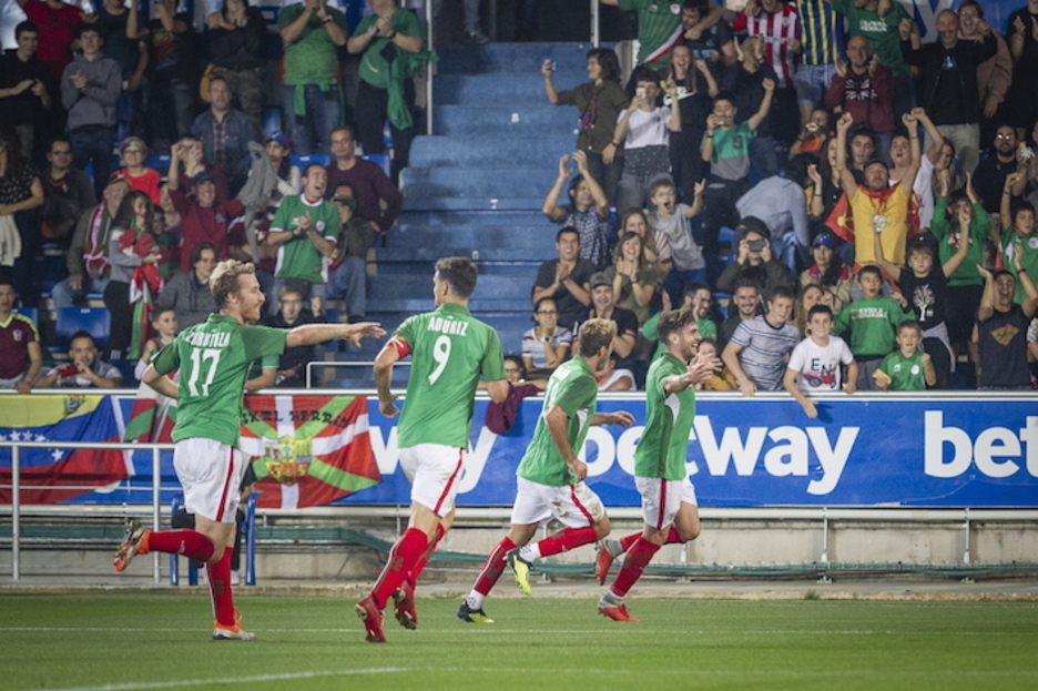 Ibai Gomezek egin du Euskal Selekzioaren lehen gola. (Endika PORTILLO/FOKU)