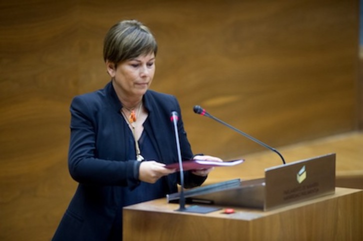 Barkos, en su intervención en el debate sobre el Estado de Nafarroa. (Iñigo URIZ/FOKU)