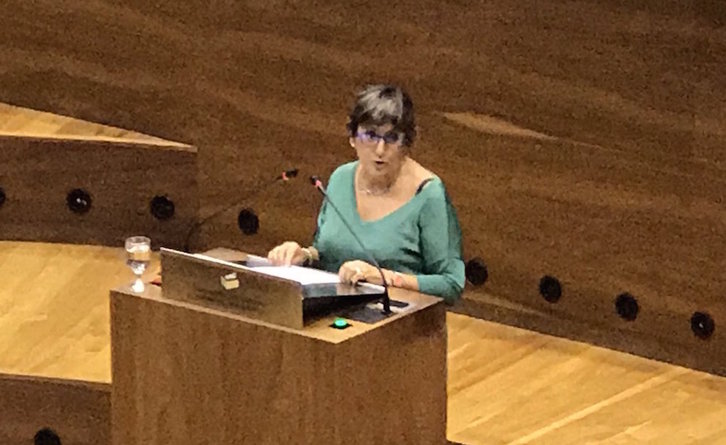 Marisa de Simón, durante su intervención en el pleno. (@EzkerraN)