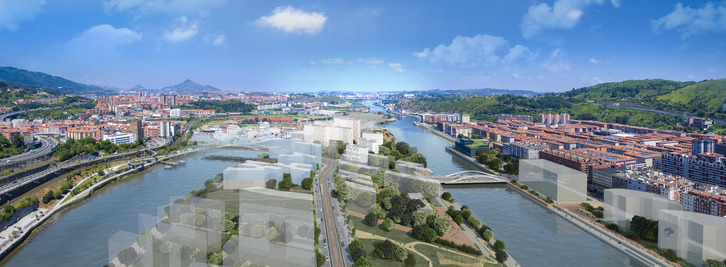 Recreación de la «punta norte» de la isla de Zorrotzaurre.