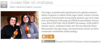 Ainhoa Lasa eta Nekane Zinkunegi [gureaz Blai]