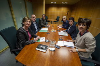 EAJko eta LABeko ordezkariak, Gasteizko Parlamentuan egin duten bileran. (Jaizki FONTANEDA/FOKU)