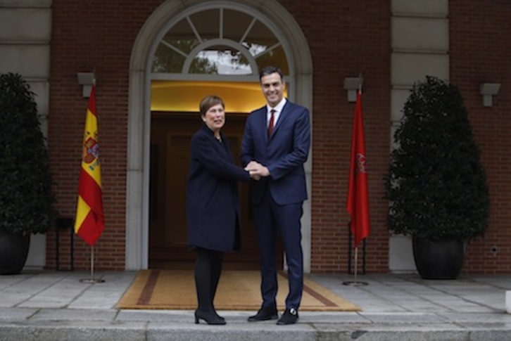 Imagen de la reunión entre Barkos y Sánchez. (J. DANAE/FOKU))