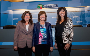 ‘Atzerriko ikasleen eskolatzea EAEko eskola-sisteman’ azterlana aurkezteko agerraldia, Bilbon. (Luis JAUREGIALTZO/FOKU) 