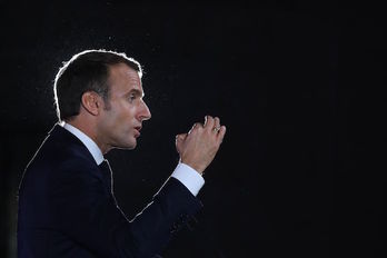El presidente francés, Emmanuel Macron, durante un discurso. (Ludovic MARIN/AFP)