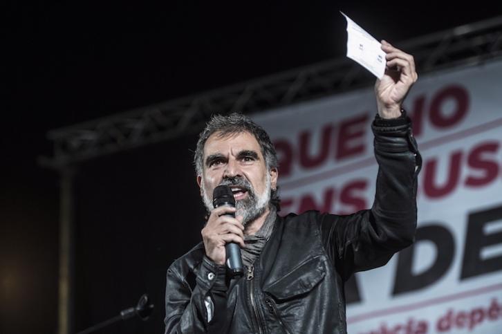 Jordi Cuixart, en un acto en Barcelona escasos días antes del 1-O. (Jagoba MANTEROLA/FOKU)