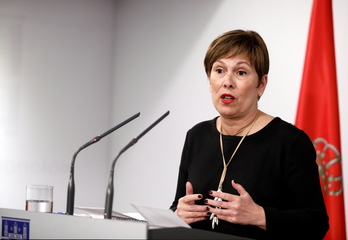 La lehendakari Uxue Barkos, durante su reciente viaje a Madrid. (J.DANAE / FOKU)