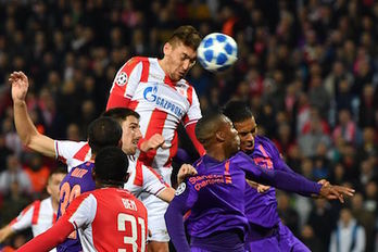 El Estrella Roja ha dado la sorpresa al imponerse al Liverpool. (ANDREJ ISAKOVIC / AFP)