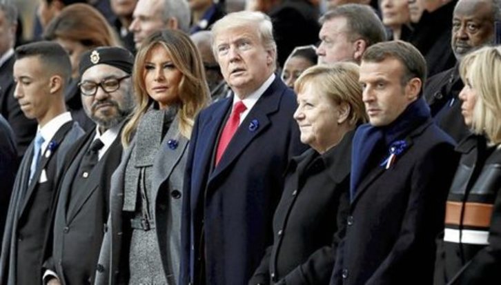 Macron lideró el acto conmemorativo del centenario del armisticio que dio fin a la I Guerra Mundial