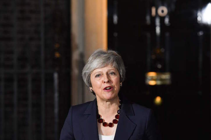 La primera ministra británica, Theresa May, ha atendido a los medios ante el número 10 de Downing Street. (Ben STANSALL/AFP)