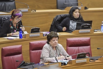 La consejera Beaumont, en el pleno en el que se ha aprobado la Ley de Policías de Nafarroa. (Idoia ZABALETA/FOKU)