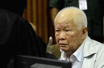 Khieu Shampan, durante el juicio en Camboya. (Nhet Sok HENG /AFP)