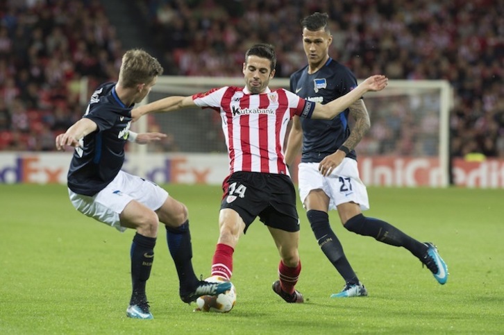 Markel Susaeta en un partido de la temporada 2017/2018 (Monika DEL VALLE/FOKU)