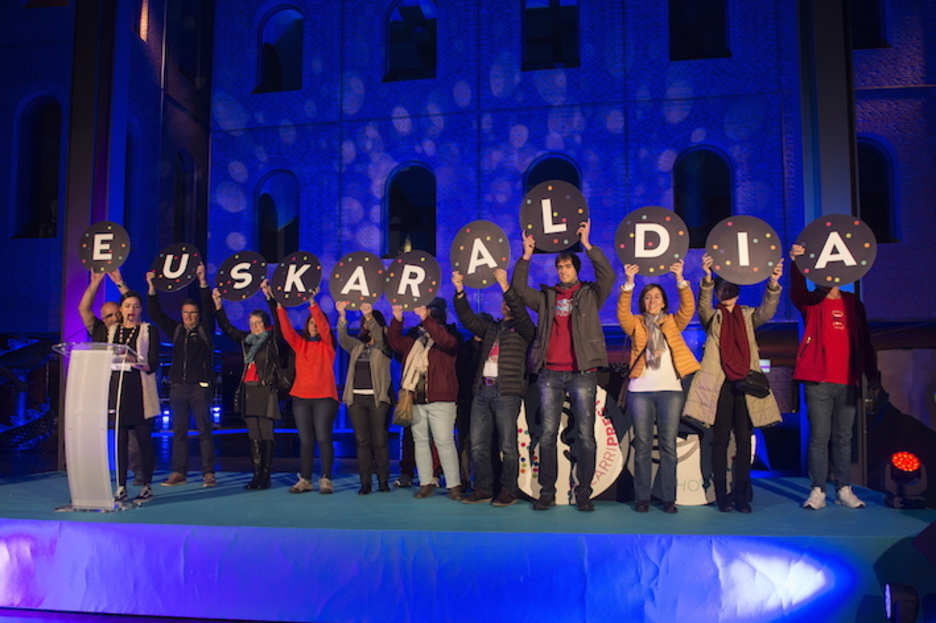 Bilbon ere eman zioten ongietorria ekimenari. (Monika DEL VALLE/FOKU) Bilbon ere eman zioten ongietorria ekimenari. (Monika DEL VALLE/FOKU)