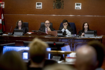 El tribunal del caso De Miguel, en una de las sesiones. (Jaizki FONTANEDA / FOKU)