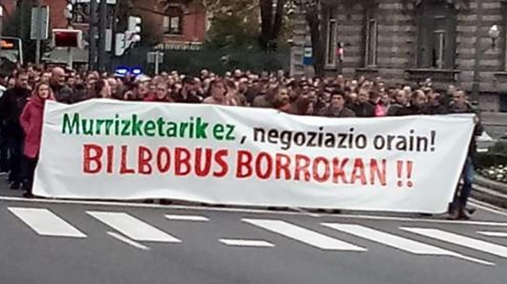 Manifestación de los trabajadores de Bilbobus. (ESK sindikatua).