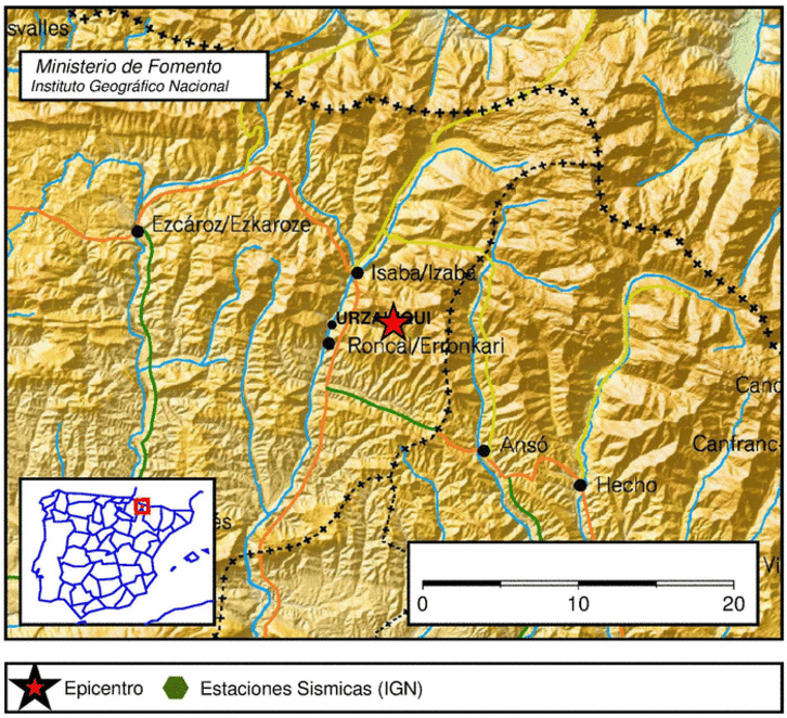 El Instituto Geográfico ha registrado esta madrugada un terremoto de magnitud 2,7 con epicentro en la localidad navarra de Urzainki.