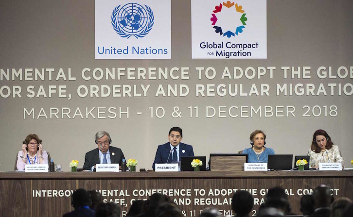 El Pacto Mundial para una Migración Segura, Ordenada y Regular, aprobado en Marrakech. (Fadel SENNA / AFP)