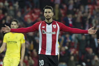 Aduriz tras marcar el gol de la victoria. (Monika DEL VALLE / FOKU)