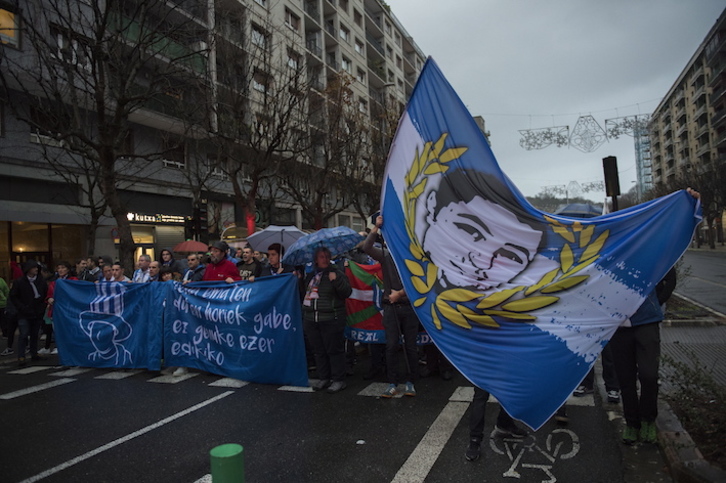 Kalejira en recuerdo de Aitor Zabaleta, el pasado 9 de diciembre en Donostia. (Juan Carlos RUIZ/FOKU)