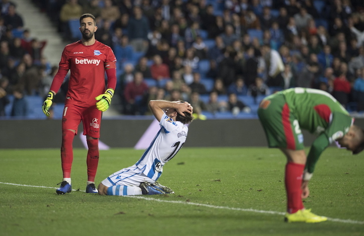 El meta Fernando Pacheco, la pasada semana en Anoeta. (Juan Carlos RUIZ / FOKU)