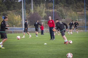 José Mari Amorrortu, en un reciente entrenamiento de Euskal Selekzioa. (Endika PORTILLO / FOKU)