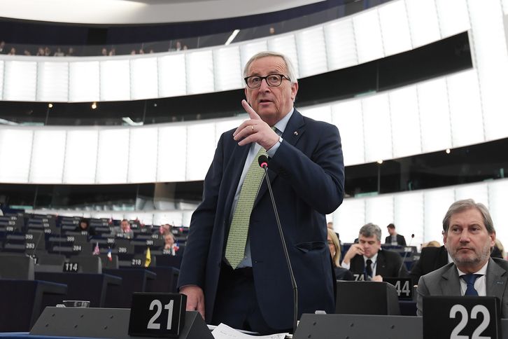 Jean-Claude Juncker, este martes en el Parlamento Europeo. (FREDERICK FLORIN / AFP)