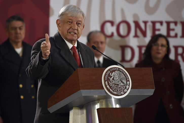 El presidente mexicano, Andres Manuel Lopez Obrador, ha comparecido ante la prensa. (Alfredo ESTRELLA / AFP)