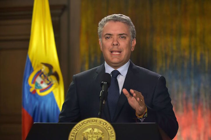Duque, durante su discurso televisado. (AFP)