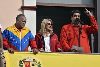 Maduro ha comparecido desde el Palacio de Miraflores. (Luis ROBAYO / AFP)
