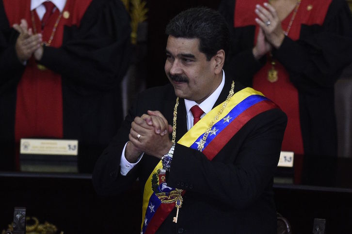 Nicolás Maduro ha comparecido en el Palacio de Miraflores. (Federico PARRA / AFP)