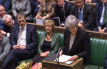 Theresa May, esta tarde en el Parlamento. (Oli SCARFF / AFP)
